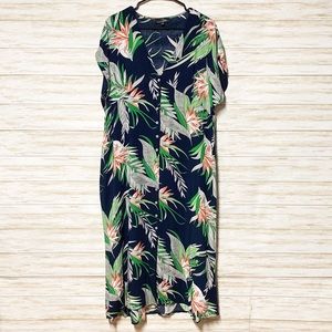 Suzanne Betro Palm Front ButtonUp VNeck Maxi Dress